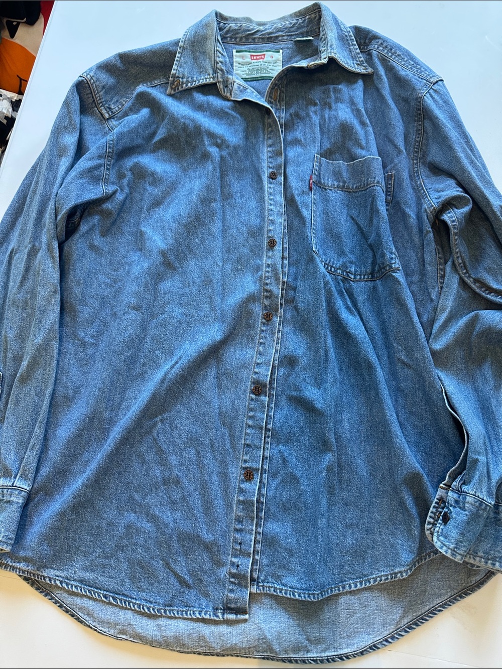 UNISEX Levi's Blue Denim Long-Sleeve Button-Down Shirt